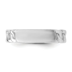 Sterling Silver Rhodium-plated Bar and Chain Link Adjustable Ring