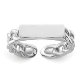 Sterling Silver Rhodium-plated Bar and Chain Link Adjustable Ring