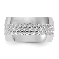 Sterling Silver Rhodium Plated and Textured Adjustable Ring