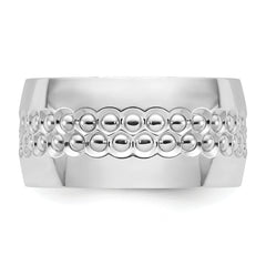 Sterling Silver Rhodium Plated and Textured Adjustable Ring