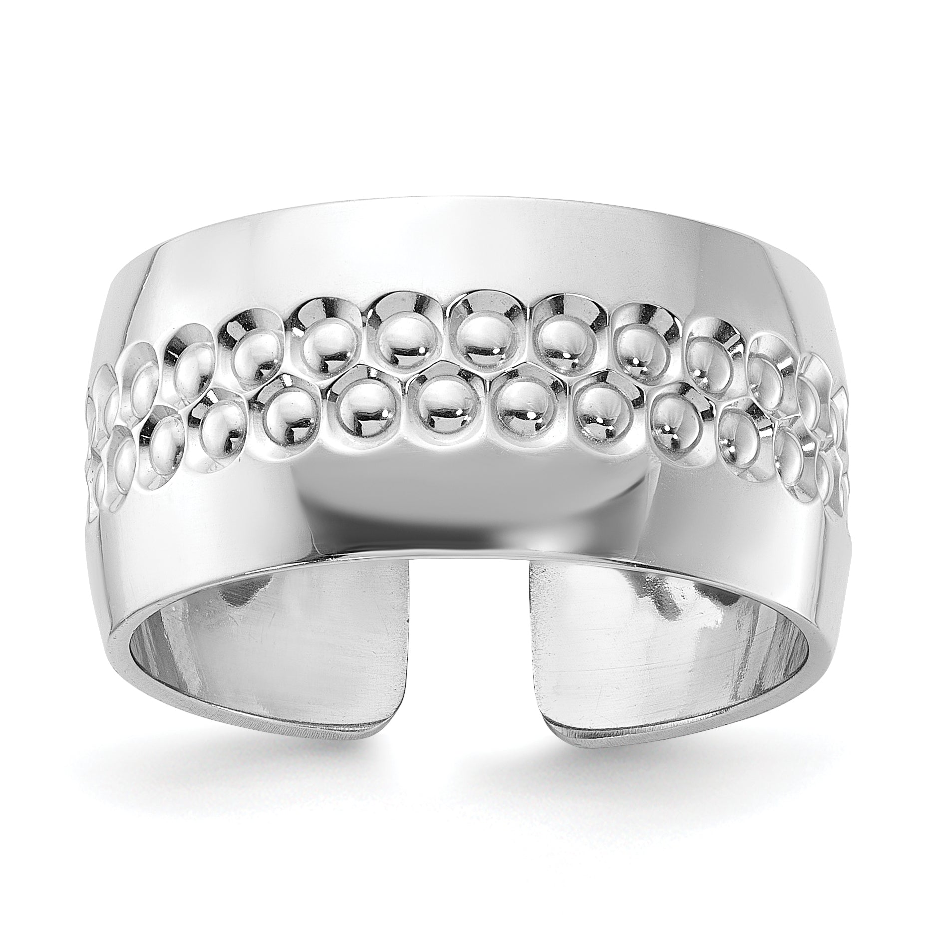 Sterling Silver Rhodium Plated and Textured Adjustable Ring