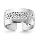 Sterling Silver Rhodium Plated and Textured Adjustable Ring