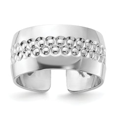 Sterling Silver Rhodium Plated and Textured Adjustable Ring