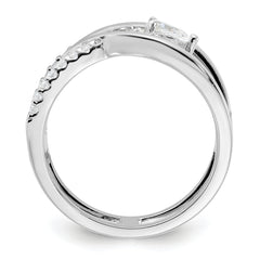 Sterling Silver Rhodium-plated Fancy CZ Ring