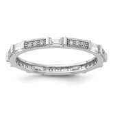 Sterling Silver Rhodium-plated Micro Pave and Baguette CZ Eternity Band