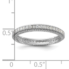 Sterling Silver Rhodium-plated CZ 3mm Eternity Band