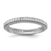Sterling Silver Rhodium-plated CZ 3mm Eternity Band
