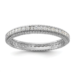 Sterling Silver Rhodium-plated CZ 3mm Eternity Band