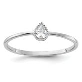 Sterling Silver Rhodium-plated Pear Shaped CZ Ring