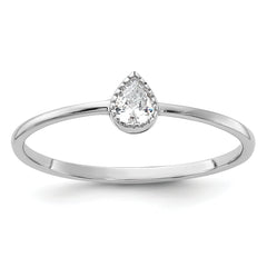 Sterling Silver Rhodium-plated Pear Shaped CZ Ring