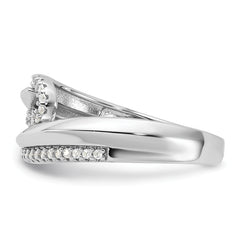 Pure Fire Sterling Silver Rhodium-plated Fancy CZ Ring