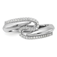 Pure Fire Sterling Silver Rhodium-plated Fancy CZ Ring