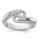 Pure Fire Sterling Silver Rhodium-plated Fancy CZ Ring