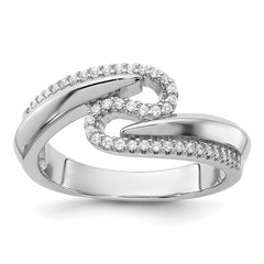 Pure Fire Sterling Silver Rhodium-plated Fancy CZ Ring