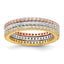 Sterling Silver Rhodium-Plated Gold and Rose-tone Cubic Zirconi 3 Eternity Band Set