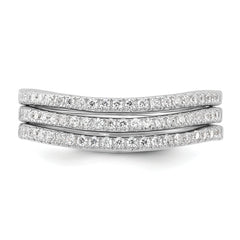 Sterling Silver Rhodium-plated CZ Curved 3 Band Set