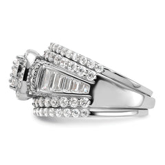 Sterling Silver Rhodium-plated CZ Engagement Ring w/2 Bands 3 Ring Set
