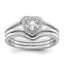 Sterling Silver Rhodium-Plated Cubic Zirconi Heart and Bands Three Ring Set, Size 6–8 - Sophia Jewelers