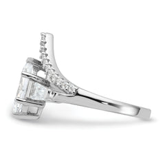 Pure Fire Sterling Silver Rhod-plated Fancy Marquise CZ Ring