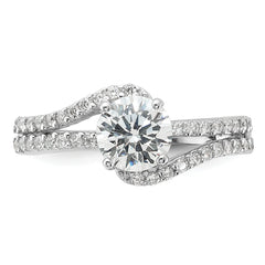 Sterling Silver Rhodium-plated CZ Double Row Ring