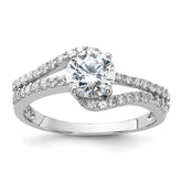 Sterling Silver Rhodium-plated CZ Double Row Ring