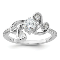 Pure Fire Sterling Silver Rhod-plated Fancy CZ Ring
