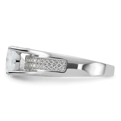 Sterling Silver Rhodium-plated CZ Ring