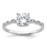 Sterling Silver Rhodium-plated Fancy CZ Engagement Ring