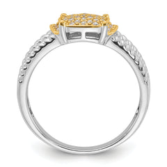 Sterling Silver Rhodium/Gold-tone Pav‚ CZ Ring