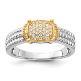 Sterling Silver Rhodium/Gold-tone Pav‚ CZ Ring