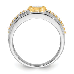 Sterling Silver Rhodium/Gold-tone CZ Ring