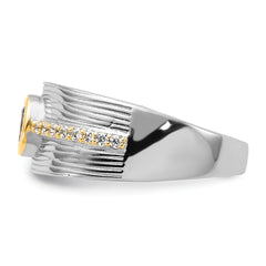 Sterling Silver Rhodium/Gold-tone CZ Ring