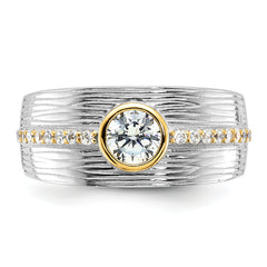 Sterling Silver Rhodium/Gold-tone CZ Ring