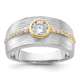 Sterling Silver Rhodium/Gold-tone CZ Ring