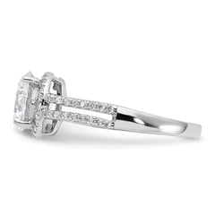 Sterling Silver Rhodium-plated CZ Halo Ring