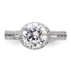 Sterling Silver Rhodium-plated CZ Halo Ring