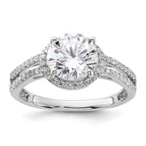 Sterling Silver Rhodium-plated CZ Halo Ring