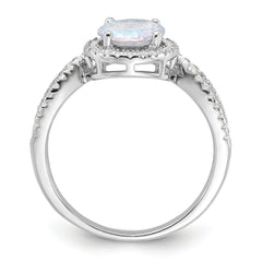 Sterling Silver Rhodium-plated Iridescent CZ Halo Ring