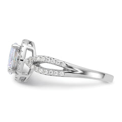 Sterling Silver Rhodium-plated Iridescent CZ Halo Ring