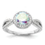 Iridescent Cubic Zirconia Halo Ring in Sterling Silver, Textured, Size 6–8 - Sophia Jewelers