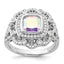 Clear and Iridescent Cubic Zirconia Ring in Sterling Silver, Textured, Size 6–8 - Sophia Jewelers