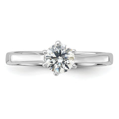Sterling Silver Rhodium-plated 5mm Round CZ 6-prong Engagement Ring