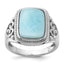 Oxidized Rectangular Larimar Ring in Sterling Silver, Size 6–8 - Sophia Jewelers