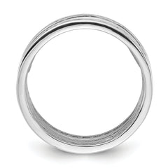 Sterling Silver Rhodium-plated Multi Color CZ 3 Band Set