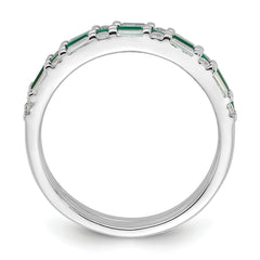 Sterling Silver Rhodium-plated Green and White CZ 3 Ring Set