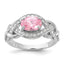 Pink & White Cubic Zirconia Braided Ring in Sterling Silver, Size 6 - Sophia Jewelers