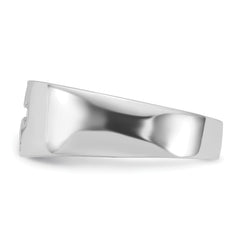 Sterling Silver Rhodium-plated Polished Cut-out Cross Ring