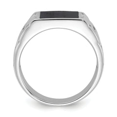 Sterling Silver Rhodium-plated Polished Black Onyx Men's Ring