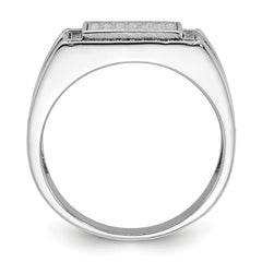 Sterling Silver Rhodium-plated CZ Signet Ring