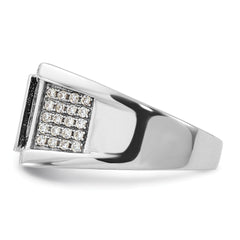 Sterling Silver Rhodium-plated CZ Signet Ring